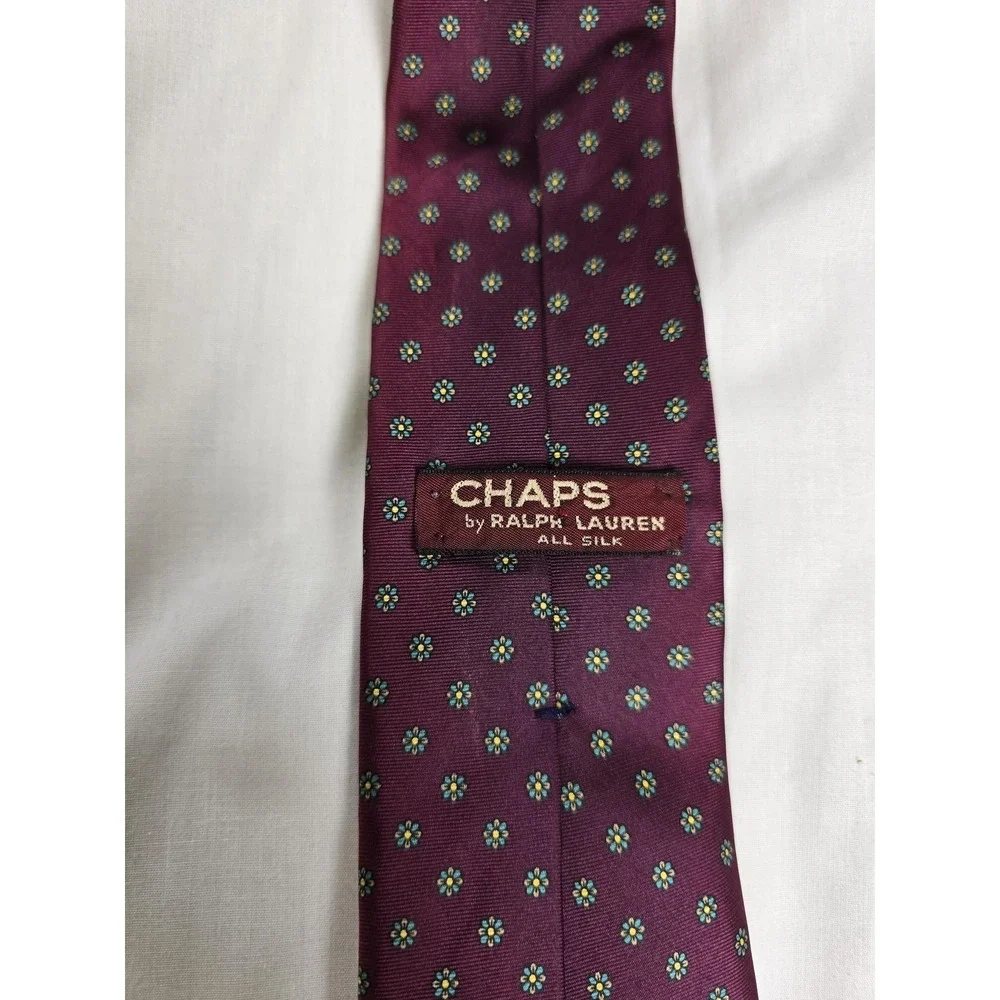Chaps by Ralph Lauren Tie Mens Burgundy Silk Floral Microprint‎ Necktie Classic